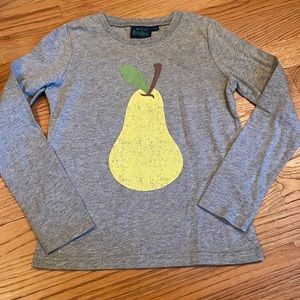 NWOT- Mini Boden long sleeve tee-size 7:8-grey with a pear-fun!